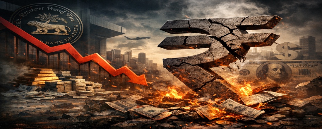 Indian rupee crashes to record 93.94 against US dollar — chart showing steep depreciation in March 2026